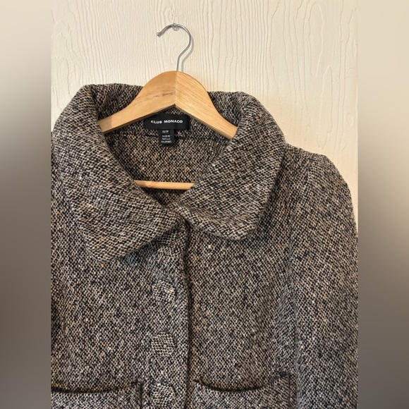 Club Monaco Wool Peppered Tweed Cropped Button Up Cardigan Jacket Top - Picture 7 of 10